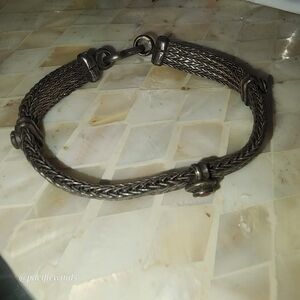 Signed RA Vintage Sterling Silver Ragisthan Coral & Turquoise Weave Bracelet